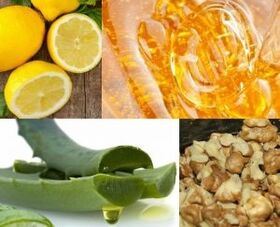 walnut, honey, lemon and aloe juice for strength