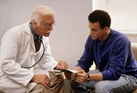 a man at the doctor with a discharge during stimulation